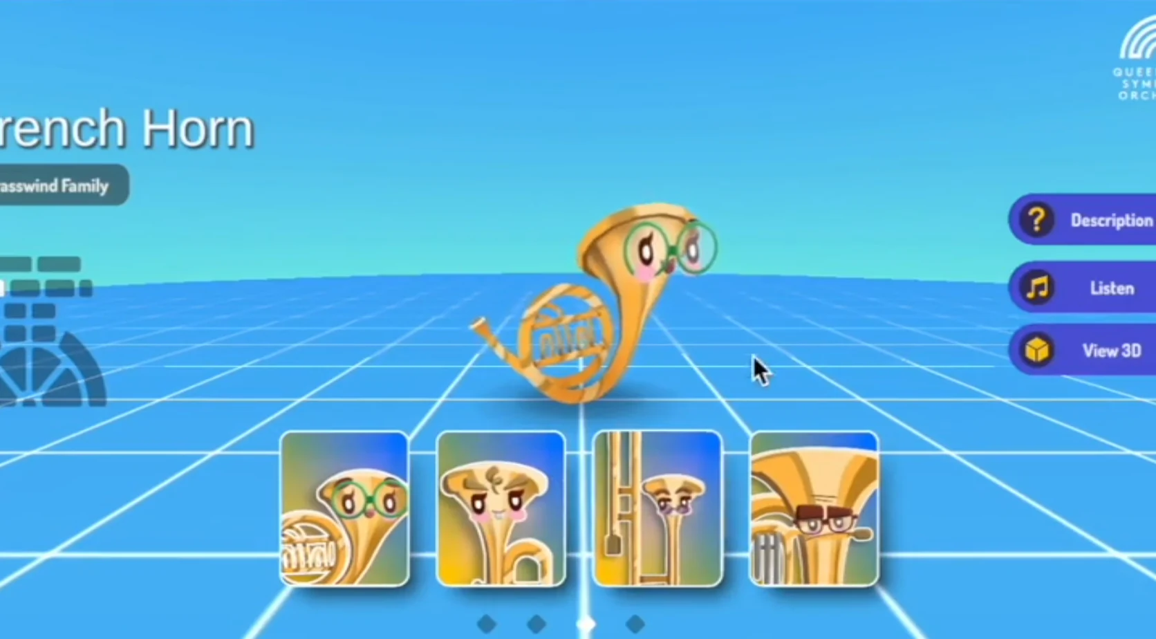 Queensland Symphony Orchestra 3D French horn learning screen